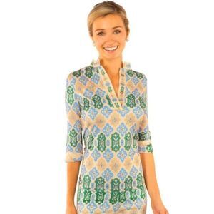 Gretchen Scott Designs Mandarin Havali Top- neutral goddess, NWT.